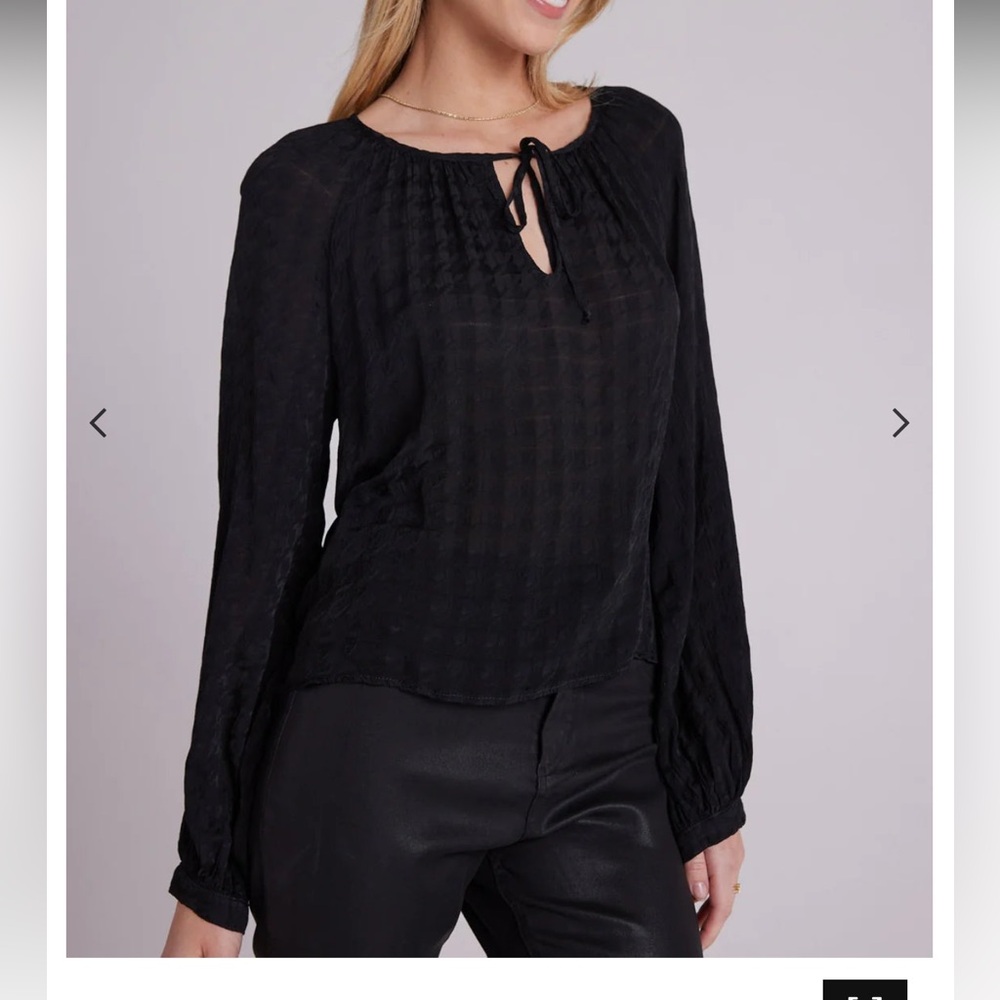 Bella Dahl Houndstooth Tie Front Blouse  Size Small